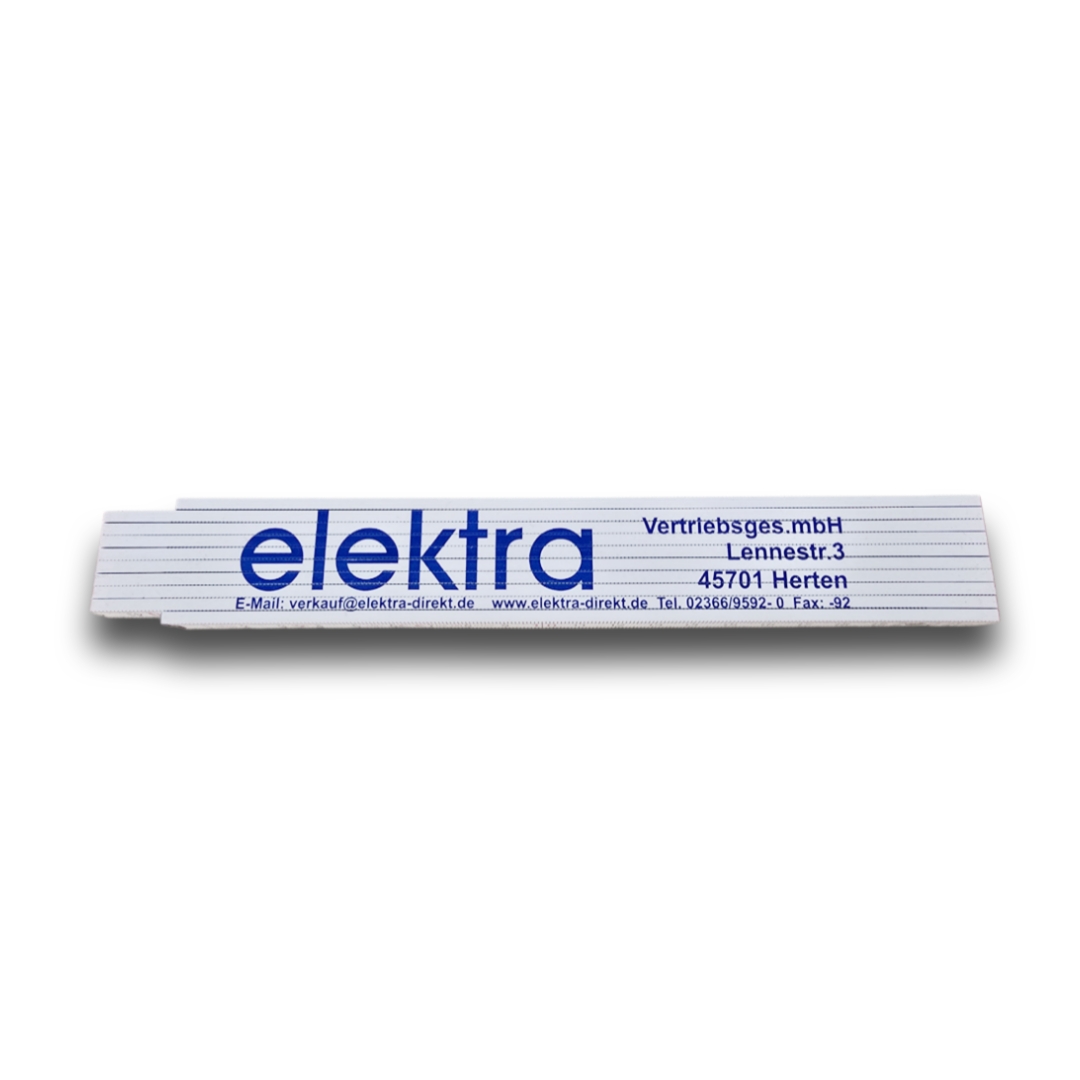 1 St. Zollstock, Maßstab,  2 m aus Holz, mit Aufdruck "elektradirekt"