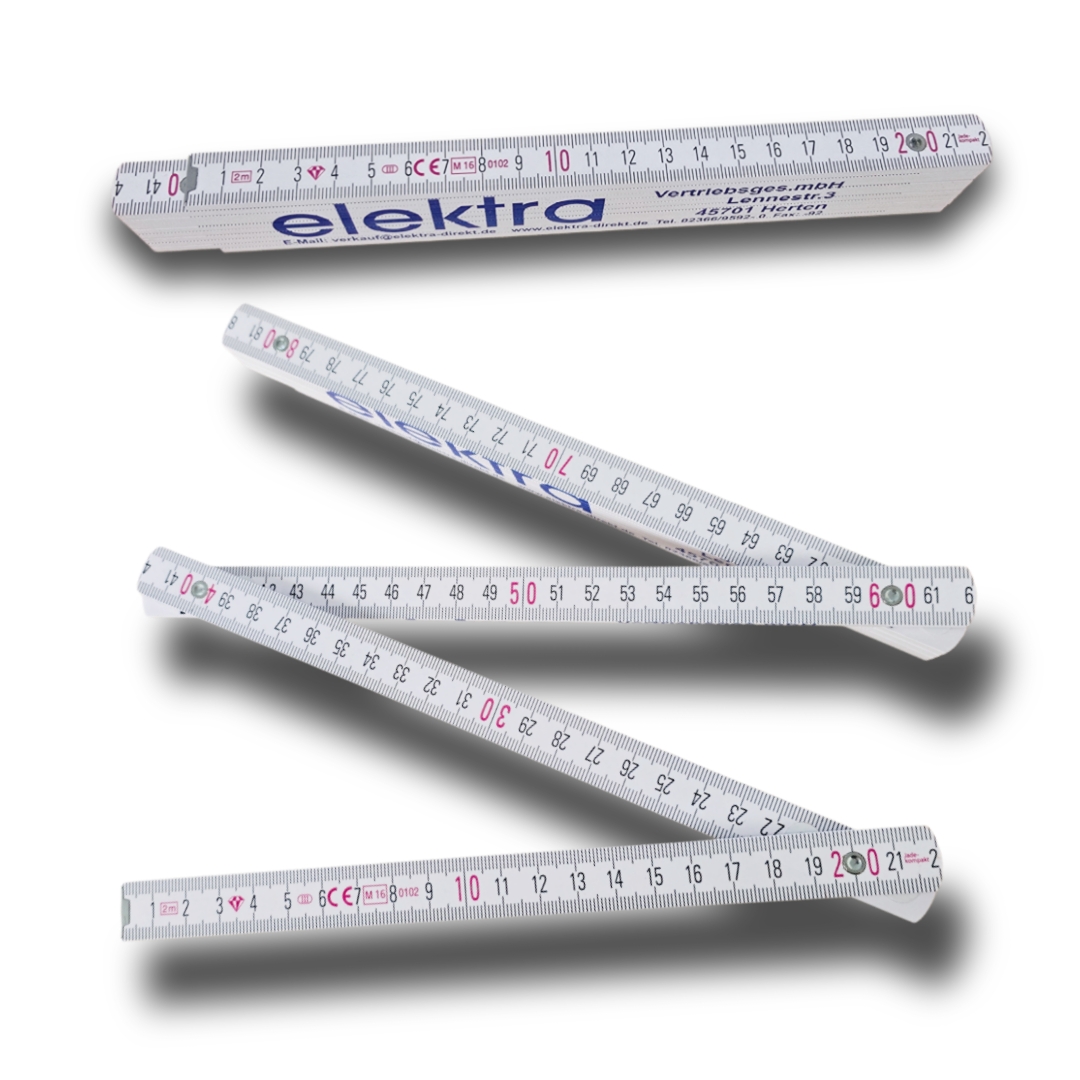 1 St. Zollstock, Maßstab,  2 m aus Holz, mit Aufdruck "elektradirekt"
